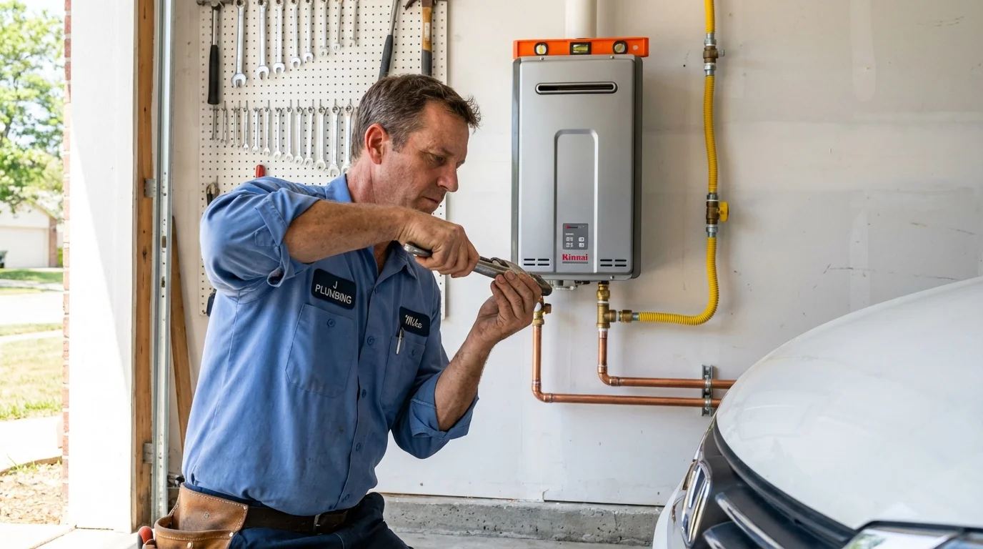Tankless water heater installation by a Johns Plumbing LLC plumber in Milpitas